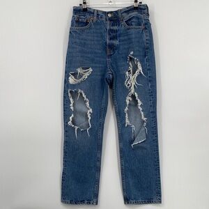 Topshop Distressed Button Fly Jeans Size Petite 26W 28L